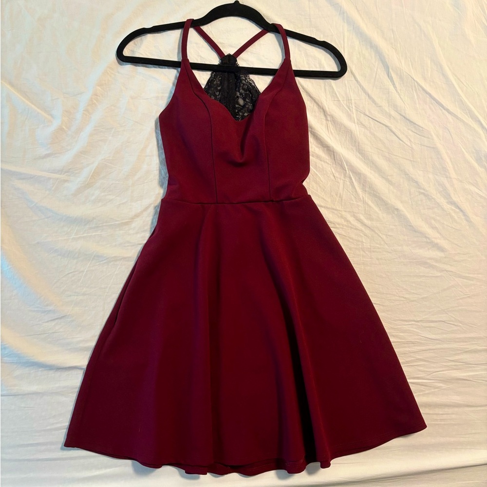 Speechless Maroon Dress with Lace Back